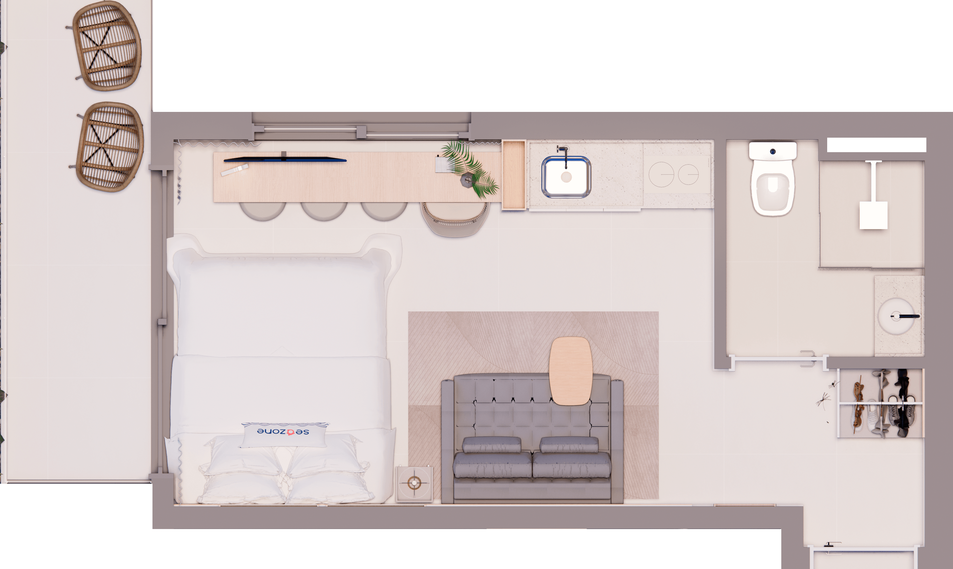 Planta — Studio para 4 hóspedes