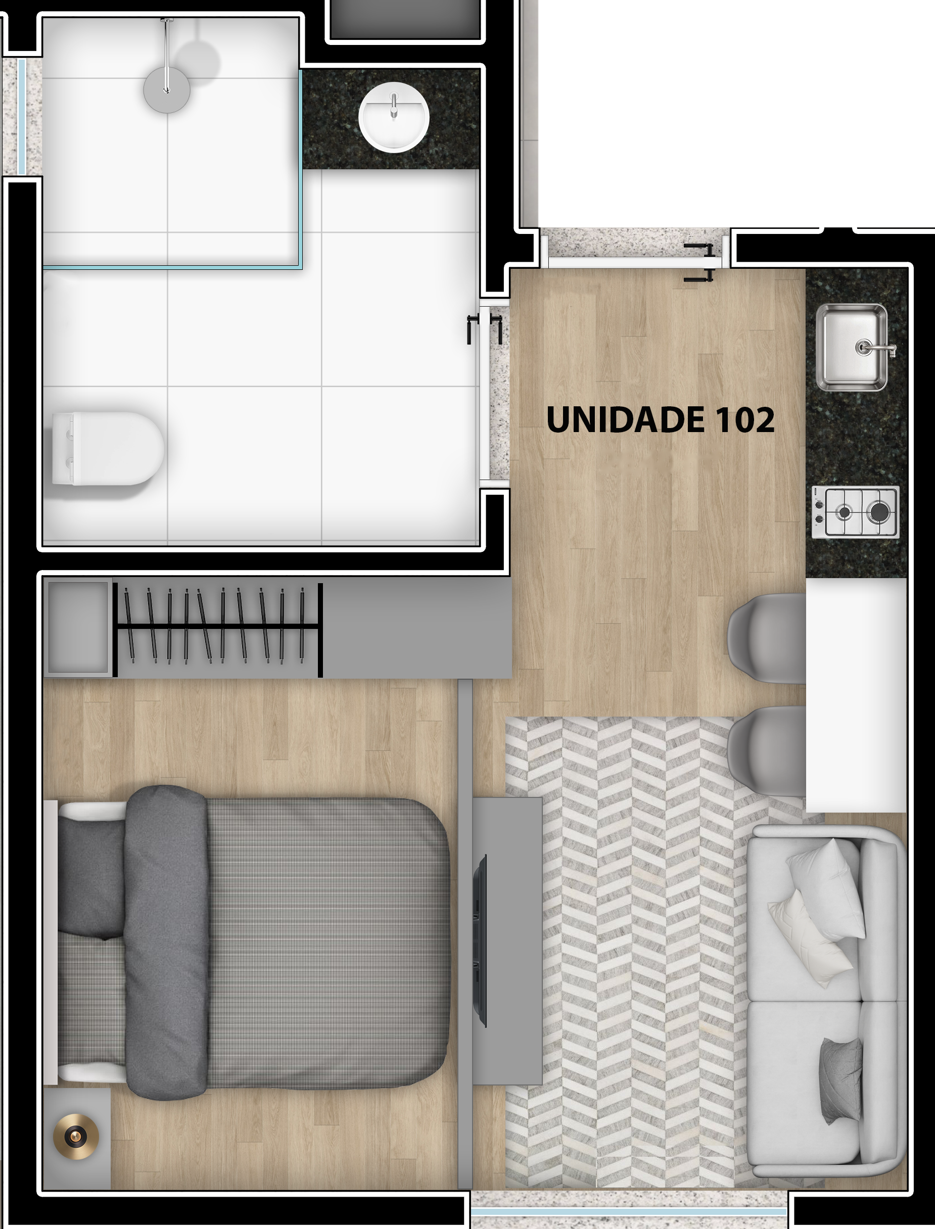 Planta — Studio para 5 hóspedes