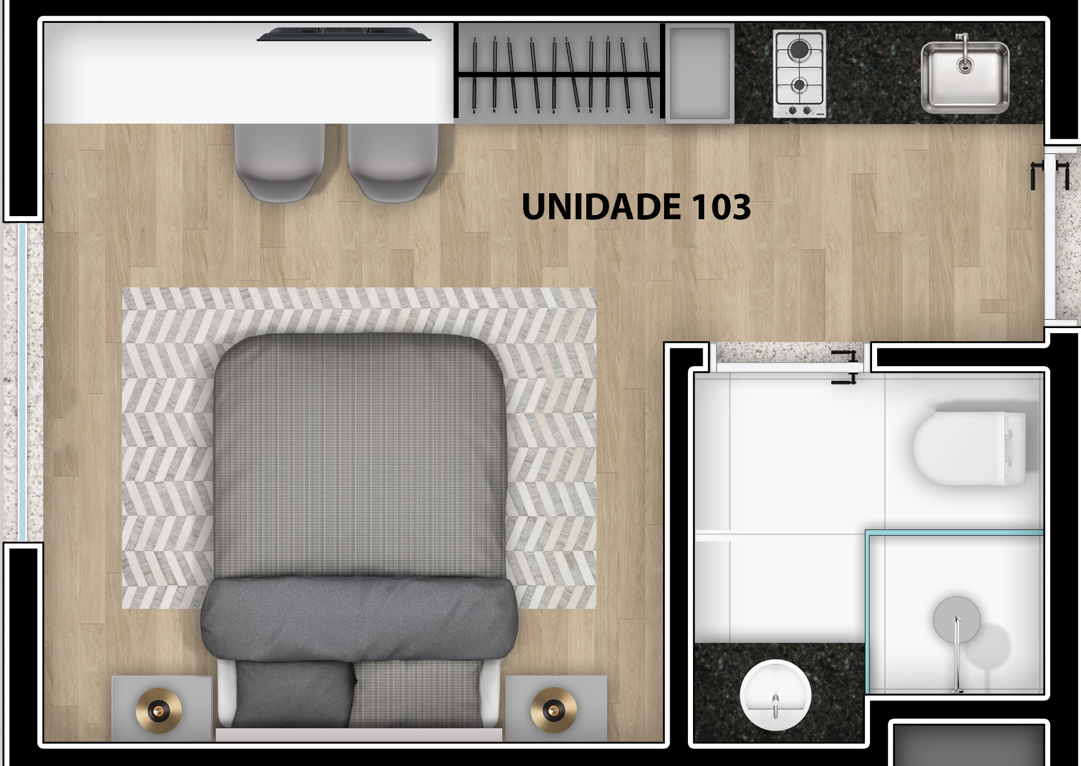 Planta — Studio para 3 hóspedes