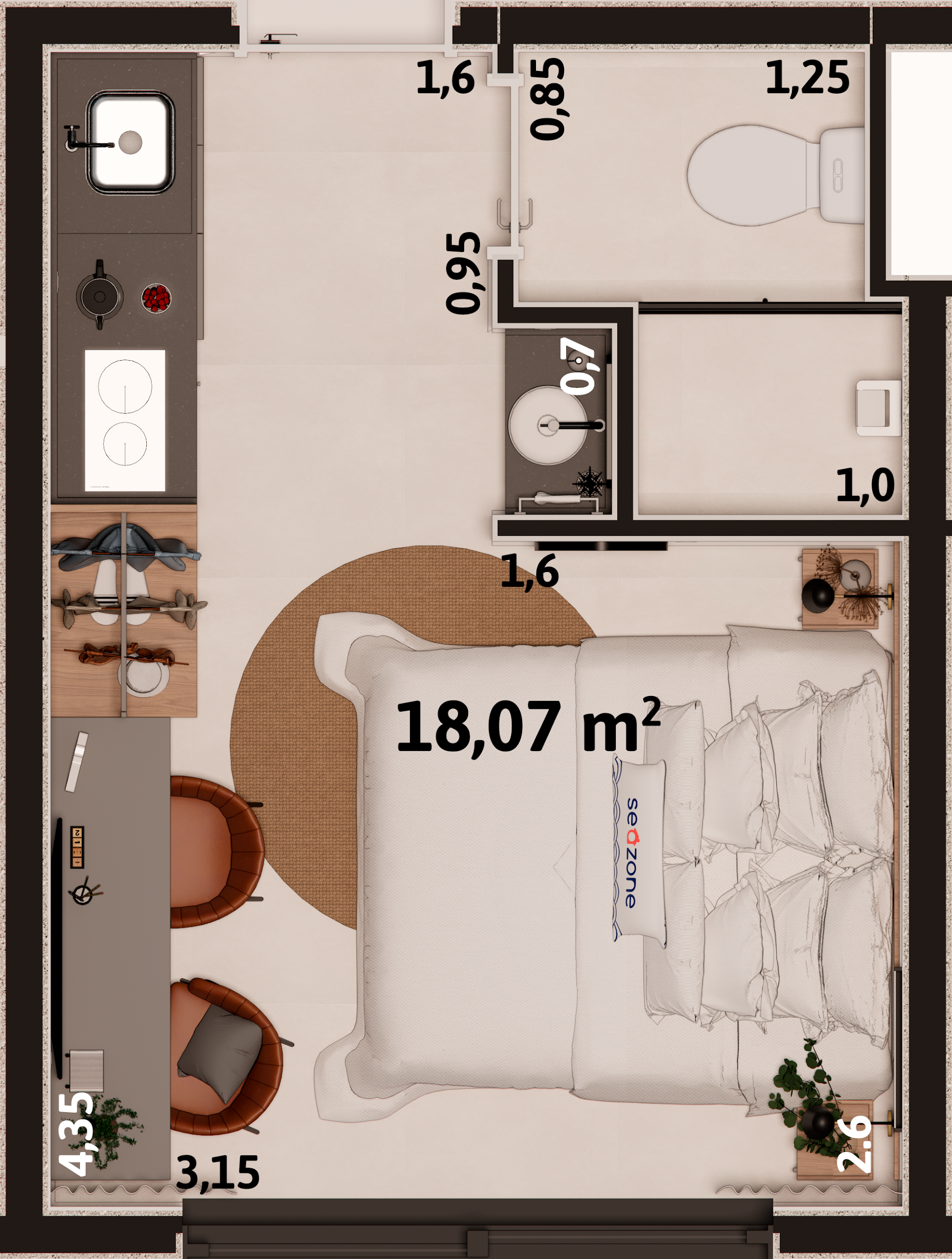 Floor plan — Studio compacto