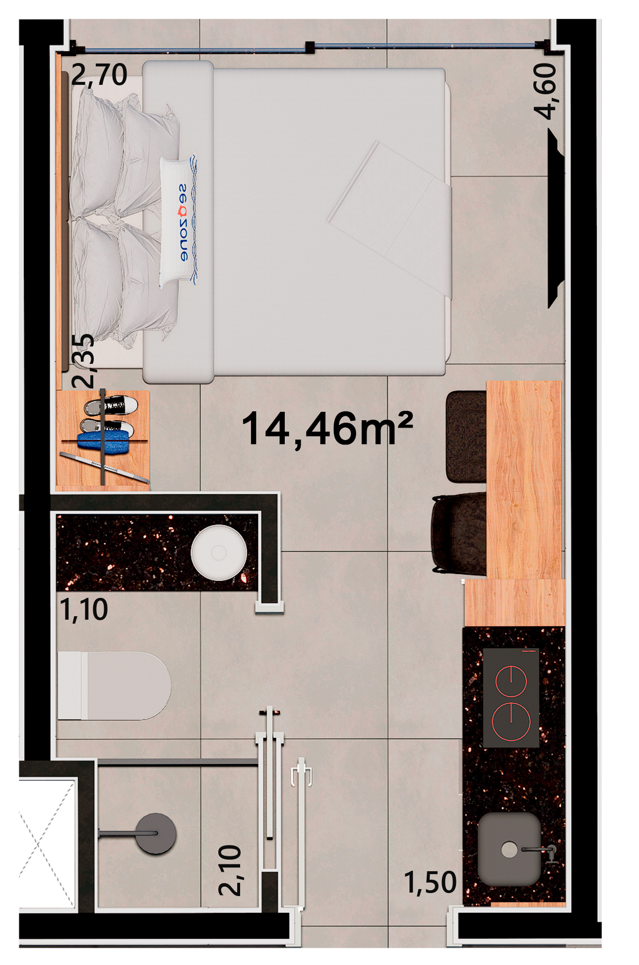 Planta — Studio compacto